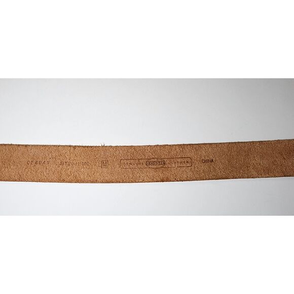 Vintage Fossil Genuine Leather Belt White Tooled Leather Rhinestone Buckle - Picture 6 of 11